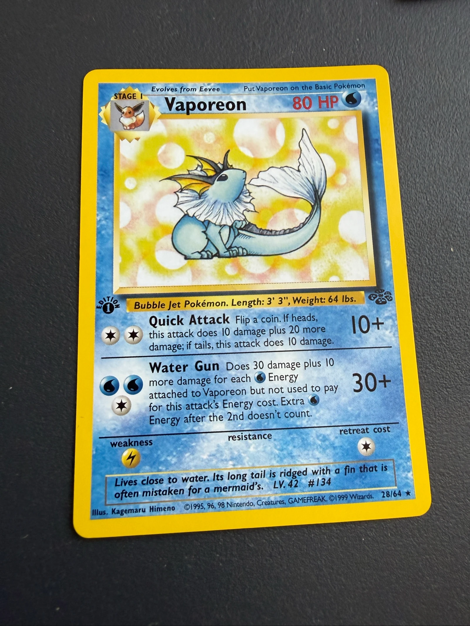 Carta Pokemon vaporeon base set Jungle first edition 